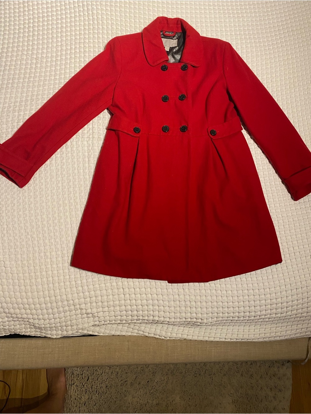 Women's Red Double-Breasted Wool Coat